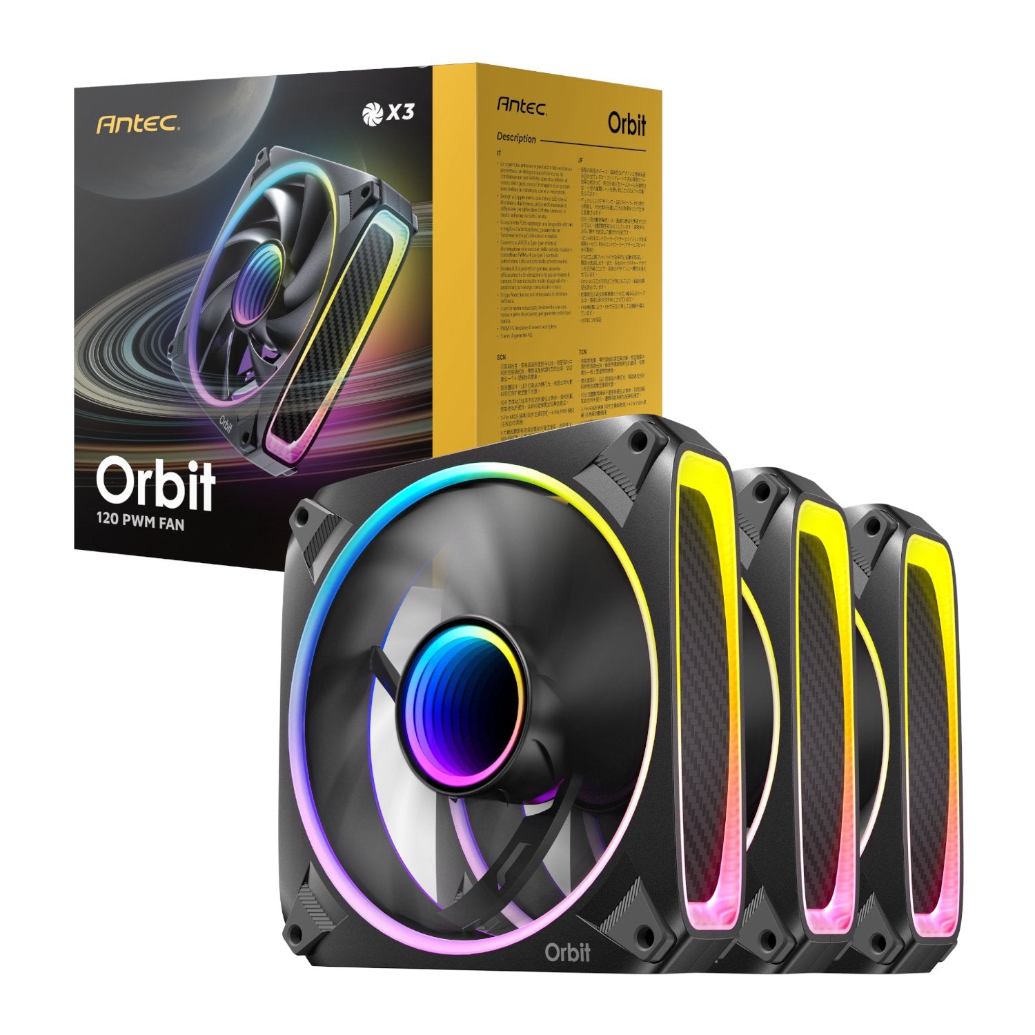 Antec ORBIT PWM 120mm ARGB Fan 3 Pack - Black-0