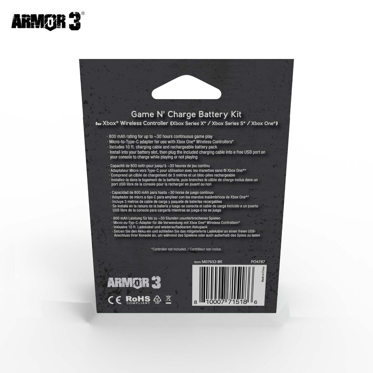 Armor3 Game N' Charge Battery Kit for Xbox Series X - Black