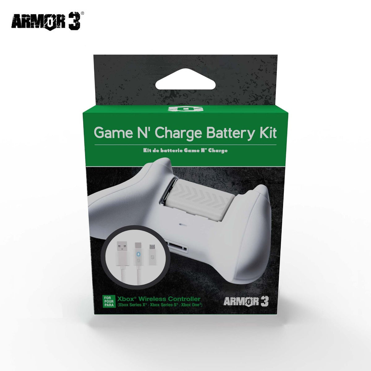 Armor3 Game N' Charge Battery Kit for Xbox Series X - White