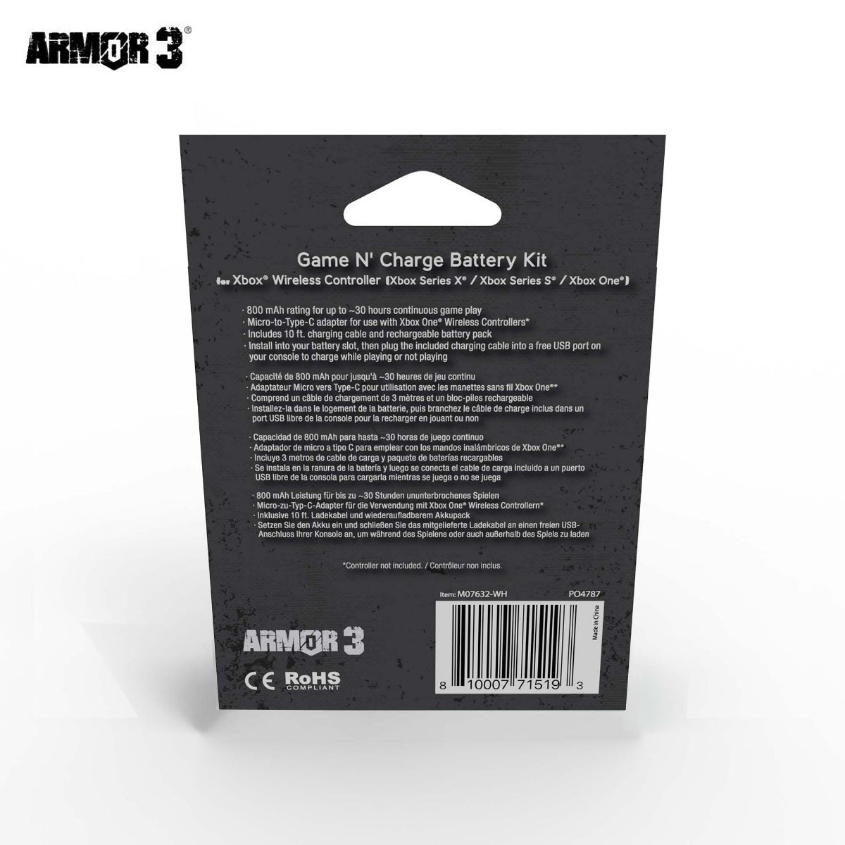 Armor3 Game N' Charge Battery Kit for Xbox Series X - White