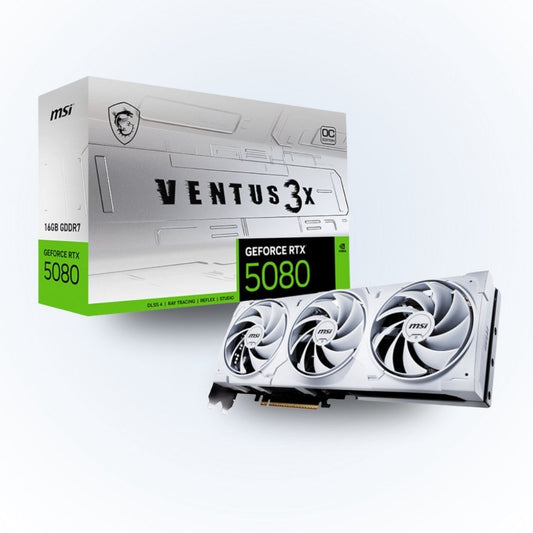 MSI GeForce RTX 5080 VENTUS 3X OC 16GB GDDR7 Graphics Card - White