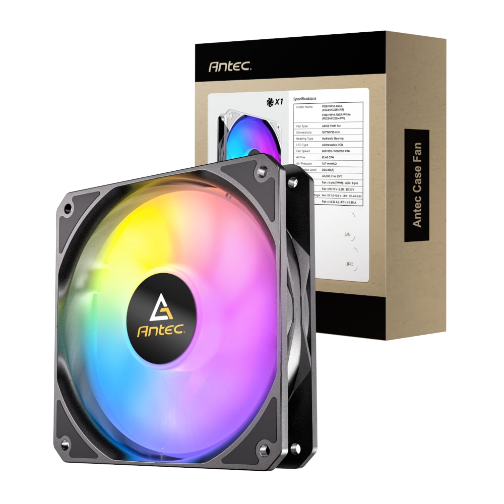 Antec P12 PWM 120mm ARGB Reverse Case Fan - Black-0